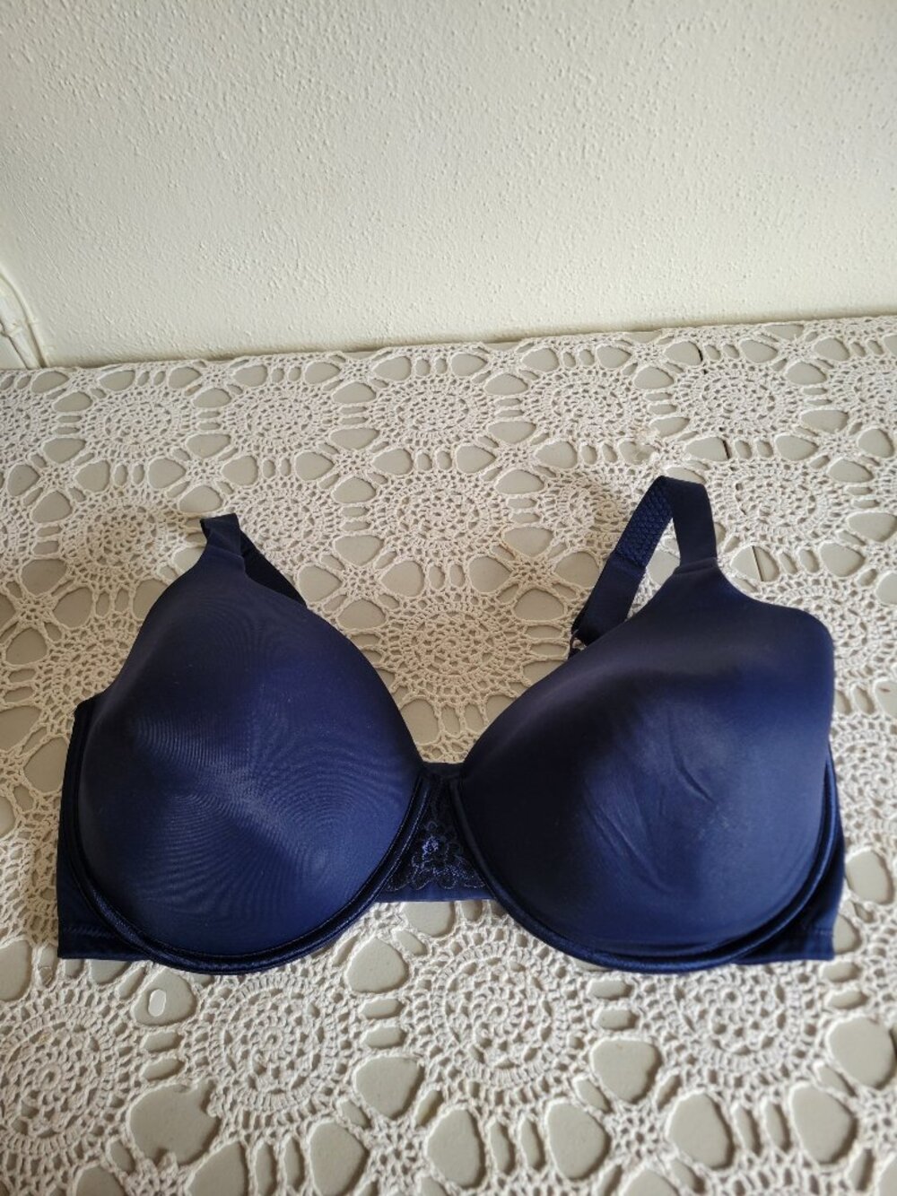 Vanity Fair Lingerie Bra Beauty Back Minimizer 38DDD Full Figure Navy Blue